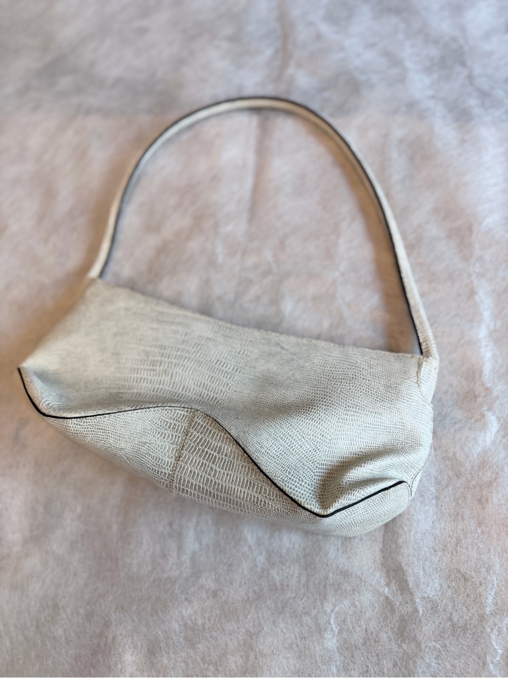Textured Cream Shoulder Bag with Sculpted Silhouette